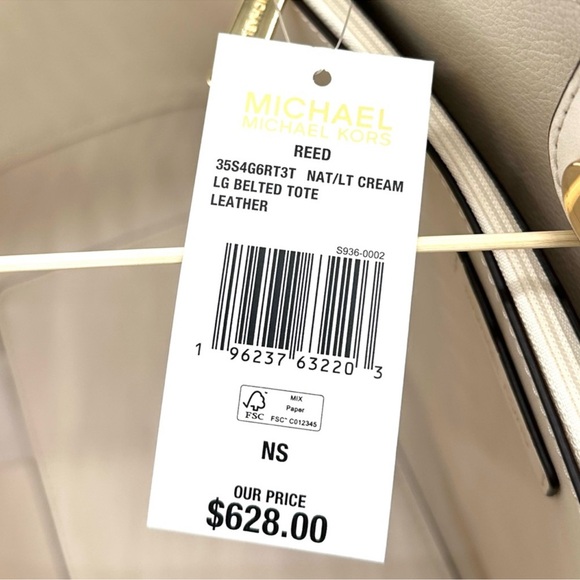 Michael Kors Reed Large Tote Bag Snakeskin Cream/Black - Picture 12 of 12